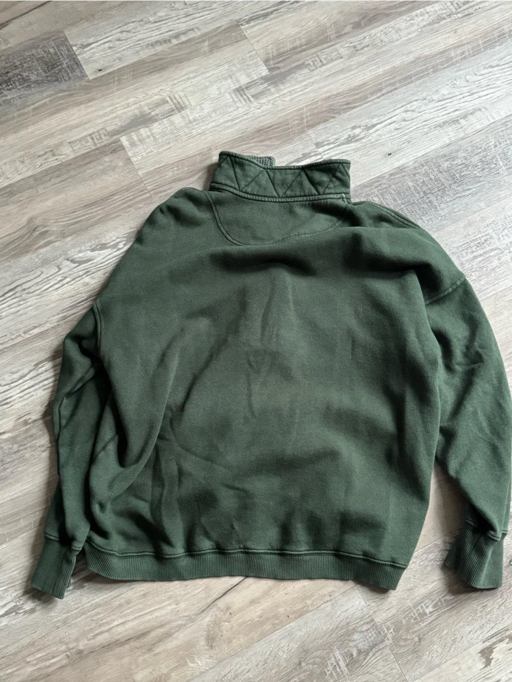 aerie Men's Dark Green Zip-Up Quarter-Snap Sweater